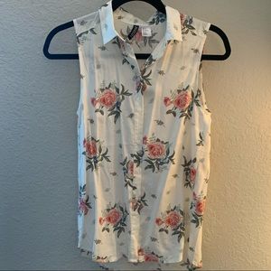 Button up floral tank top